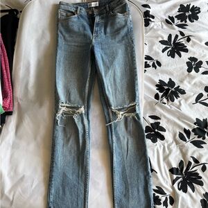 Zara Light Blue Distressed Skinny Jeans